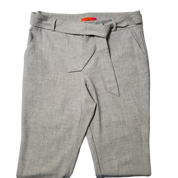 Ava Heather Grey Bow Belted Cropped Straight Leg Pants Office Workwear Medium - Picture 5 of 11